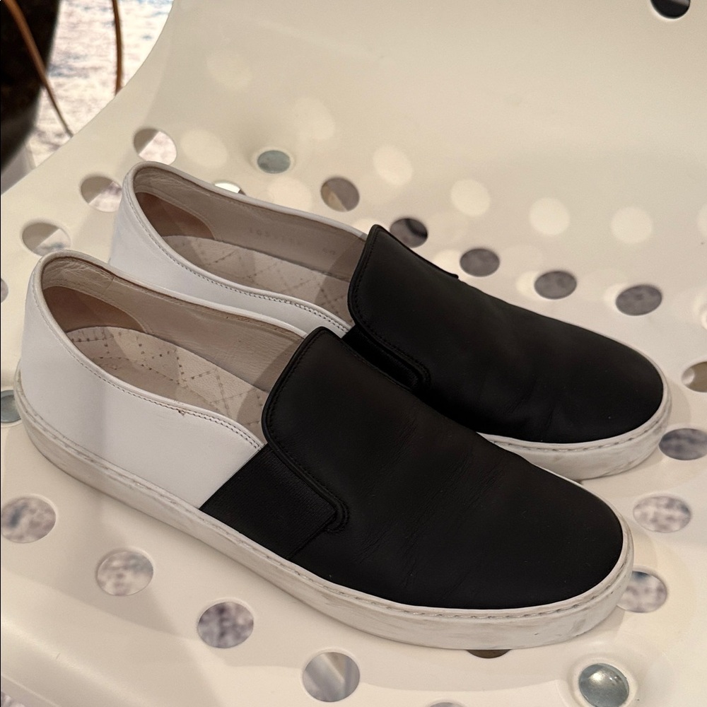 Black and White chanel Slip-On Shoes sz 40